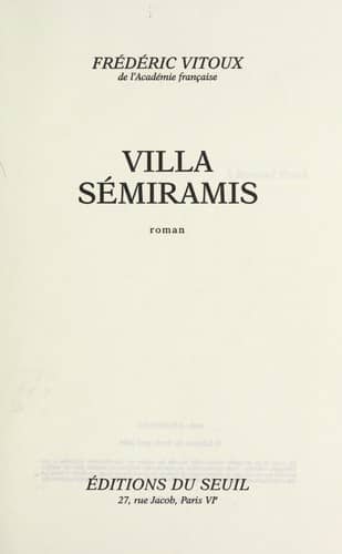 Couverture du livre Villa Sémiramis de Frédéric Vitoux