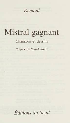 Couverture du livre Mistral gagnant de Renaud