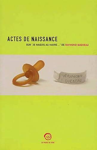 Couverture du livre Actes de naissance de Raymond Queneau