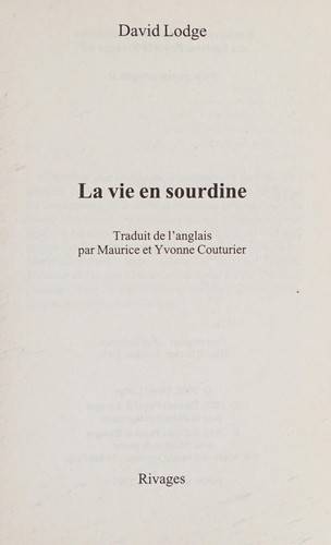 Couverture du livre La vie en sourdine de David Lodge